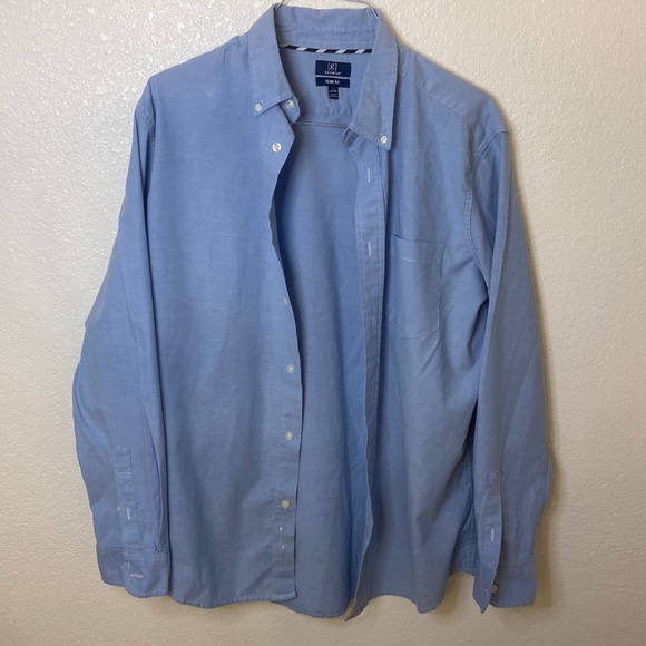Large long sleeve George blue button up dress shirt. - Picture 1 of 3